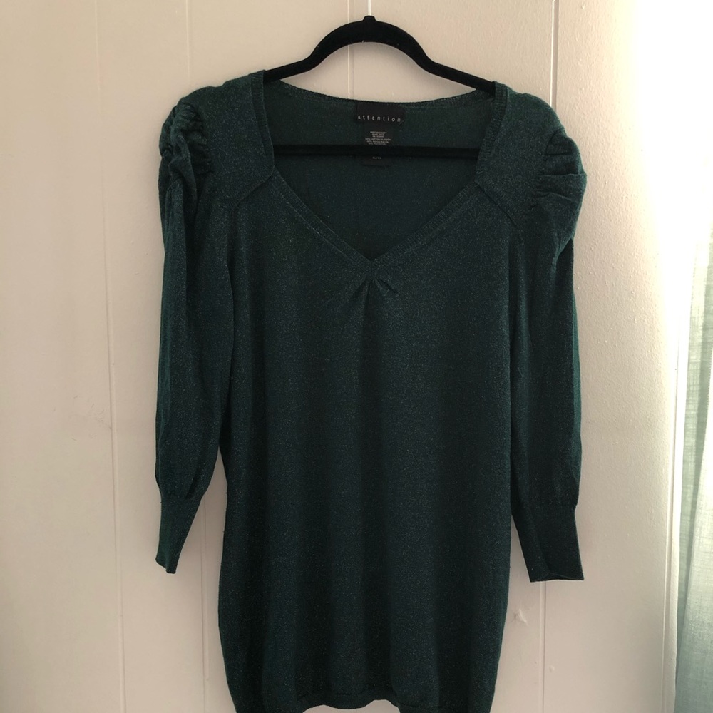 Green shimmery holiday sweater
